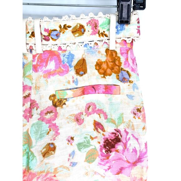 NWT Designer Zimmerman Raie Floral Crop Flare Linen Pants Size OP - Picture 10 of 16